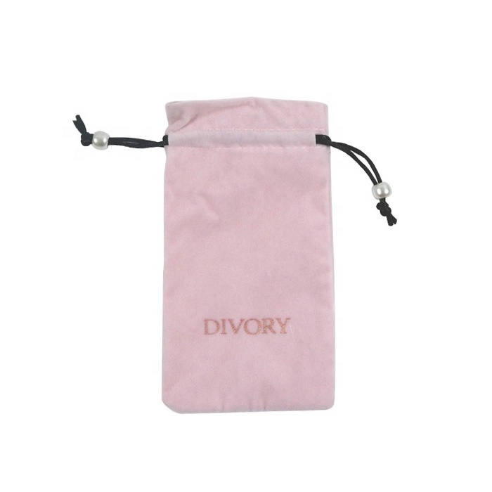 Brand Promotion Perfume Packaging Pouch Pink Velvet Bag With Logo