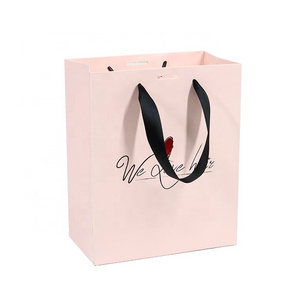 Luxury Custom Logo Printed Shopping Victoria Secret Paper Bag With Ribbon Handle