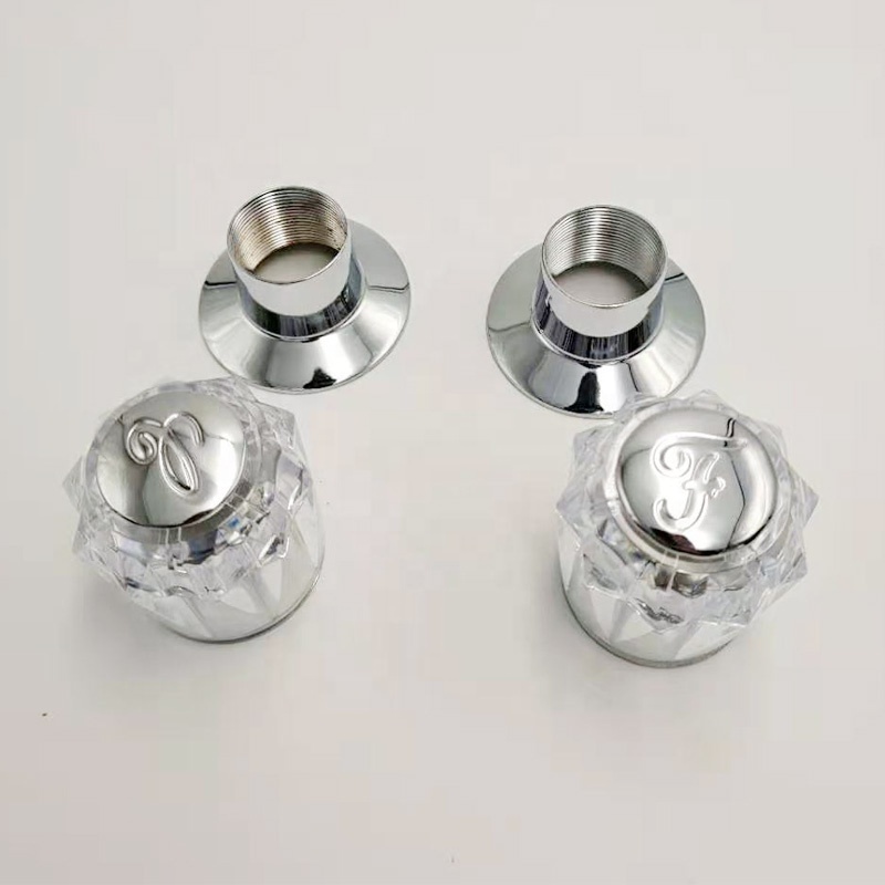 Zinc Alloy Chrome-plated Transparent Acrylic Knob Handwheel Single Handle Shower Valve Bathroom Hot and Cold Faucet Handle