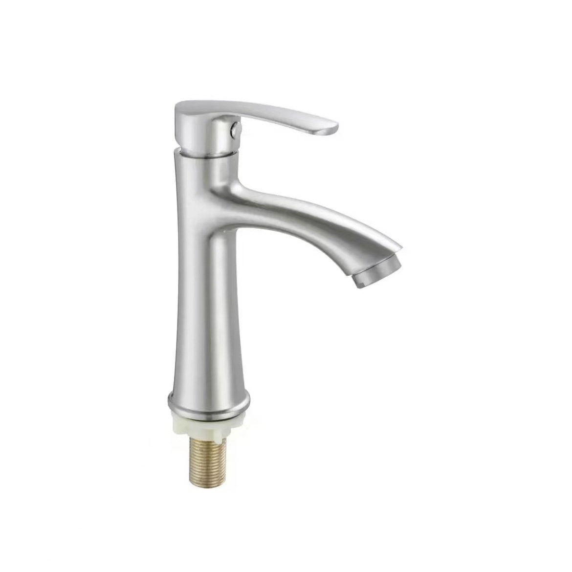 Modern Household Bathroom Chrome-Plated Brass Core Zinc Washbasin Single Hole Cold Water Washbasin Faucet