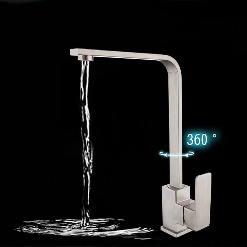 304 Stainless Steel Single Hole Nickel Hot And Cold Mixer Rotatable Sink Kitchen Faucet