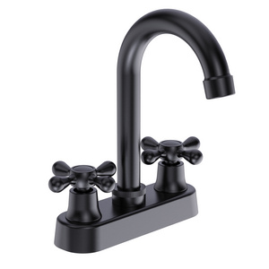 Kingston Brass Helmsman Design Double Handle British Retro Matte Black-Plated High-Mouthed Bathroom Faucet