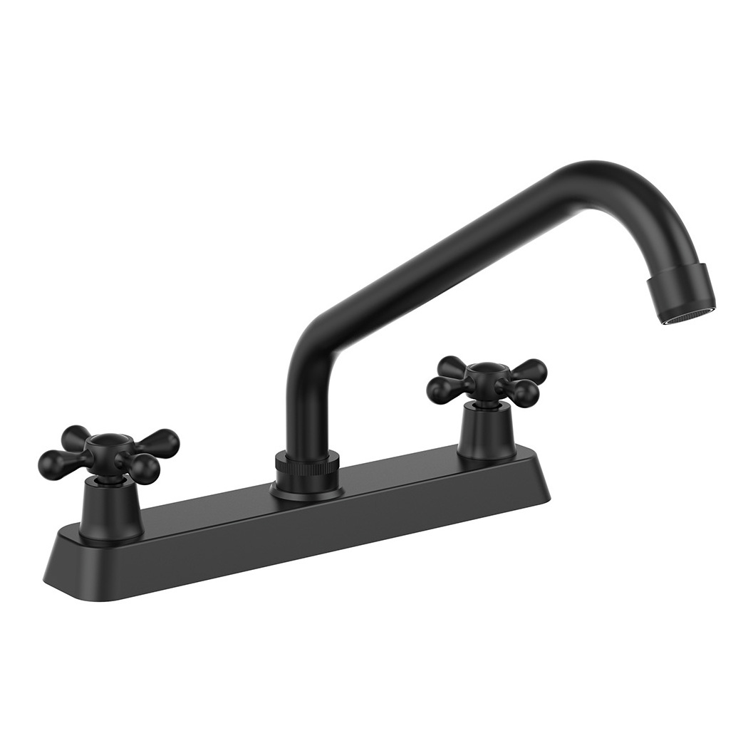 Kingston Brass Helmsman Design Double-Handle British Retro Matte black-Plated Slim Tube Inclined Nozzle Bathroom Faucet