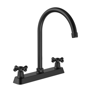 Kingston Brass Helmsman Design Double Handle British Retro Matte Black Thin Tube High Mouth Bathroom Faucet