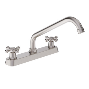 Kingston Brass Helmsman Design Double-Handle British Retro Brushed Nickel-Plated Slim Tube Inclined Nozzle Bathroom Faucet