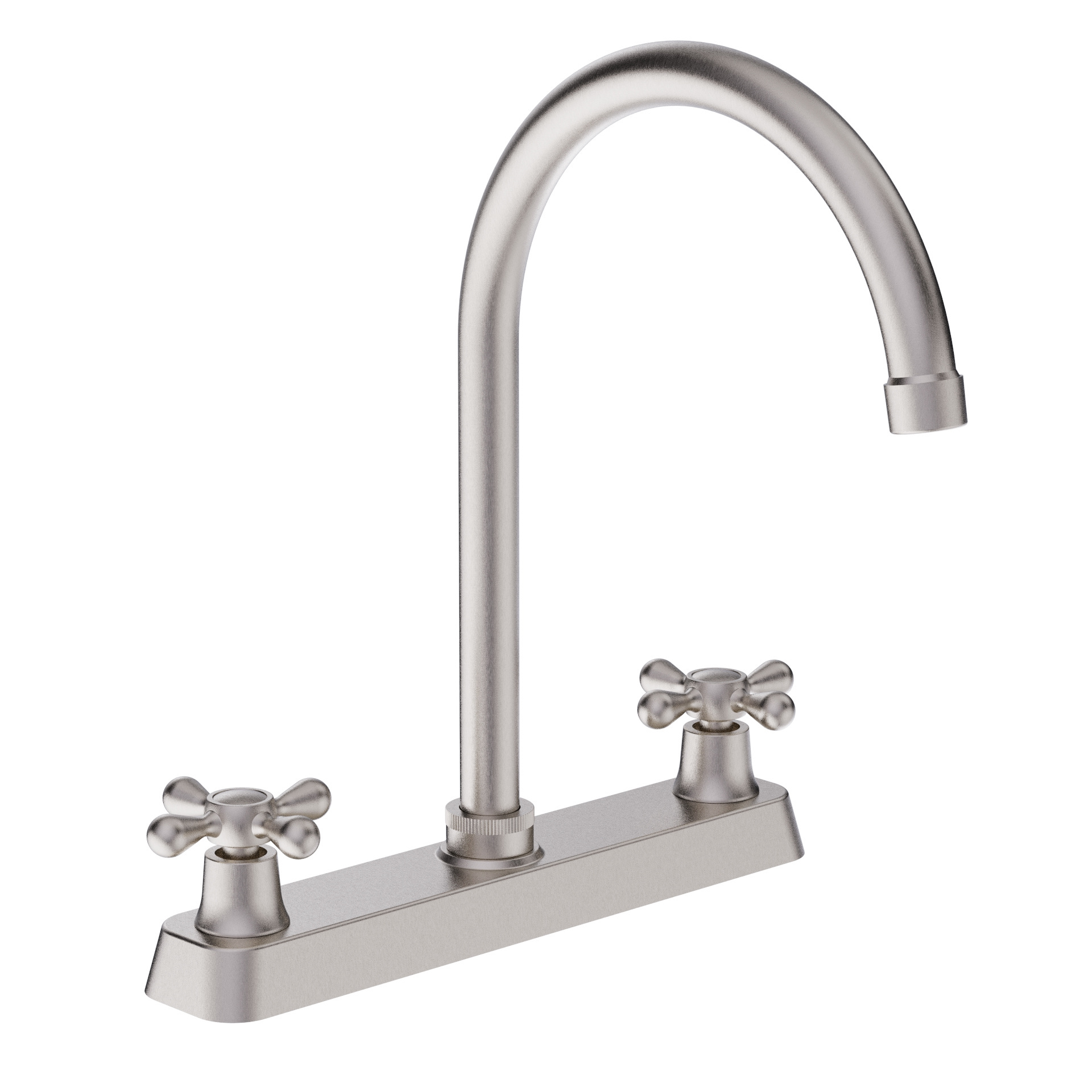 Kingston Brass Helmsman Design Double Handle British Retro Brushed Nickel Thin Tube High Mouth Bathroom Faucet