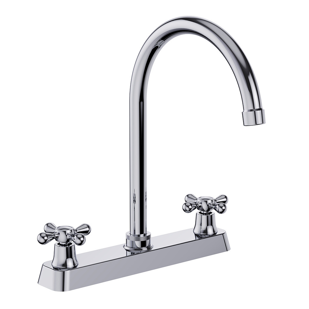 Kingston Brass Helmsman Design Double Handle British Retro Brushed Nickel Thin Tube High Mouth Bathroom Faucet