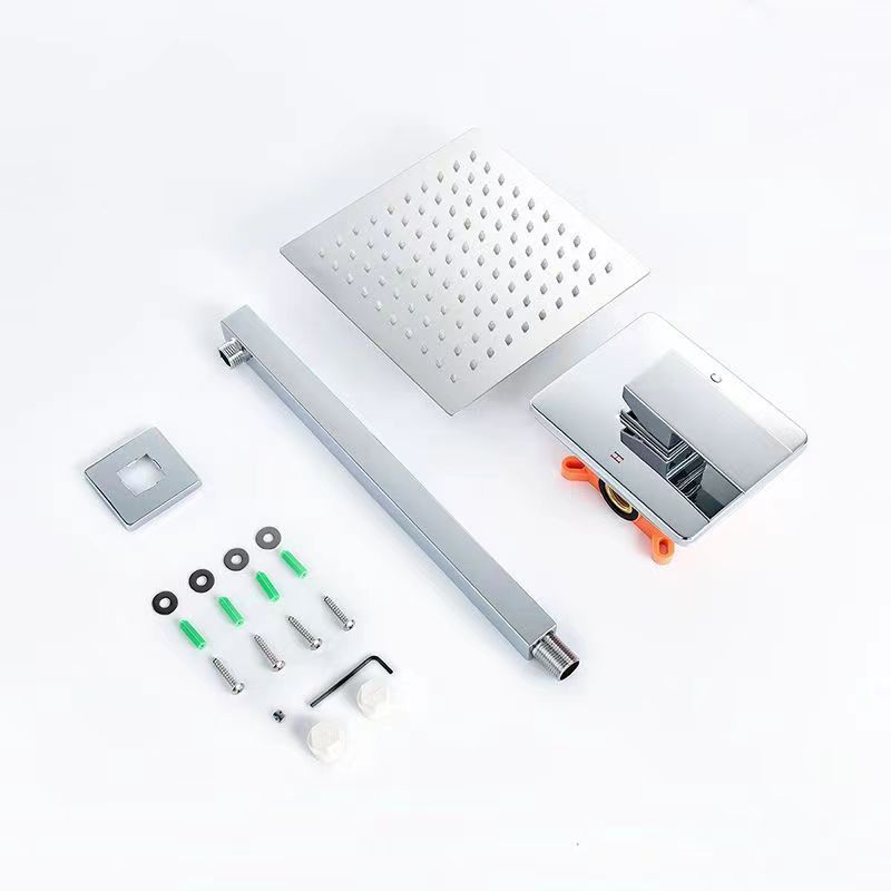 Wall-Mounted Square Shower Head Is Equipped With Valve Handle Kit And Extra-Long Shower Arm Single Handle Shower Decoration Kit