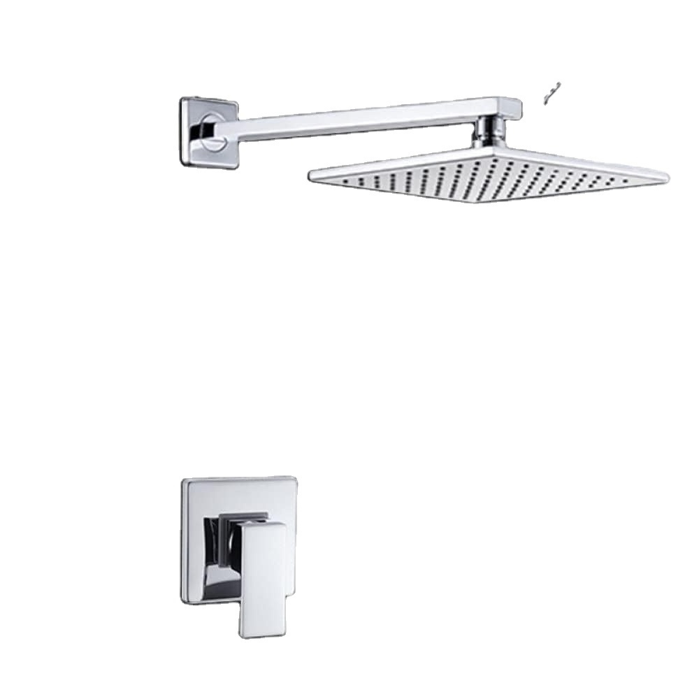 Wall-Mounted Square Shower Head Is Equipped With Valve Handle Kit And Extra-Long Shower Arm Single Handle Shower Decoration Kit