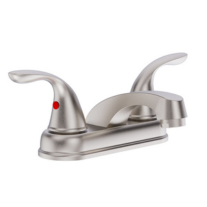 American High Quality Polished Brushed Nickel Double Handle Single Hole Bathroom Sink Faucet