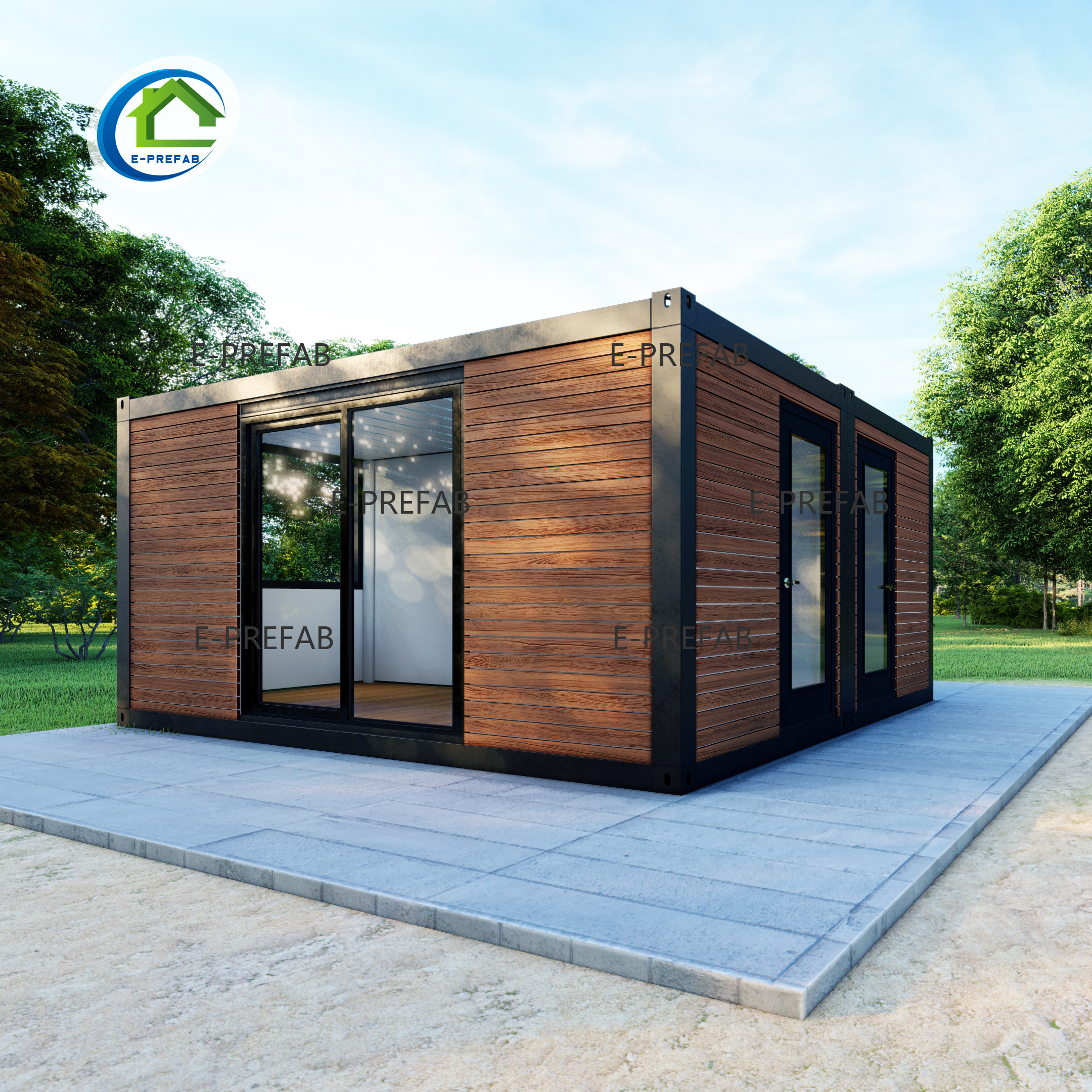 Luxury shipping container home 40 feet prefab houses coffee shop for factory price