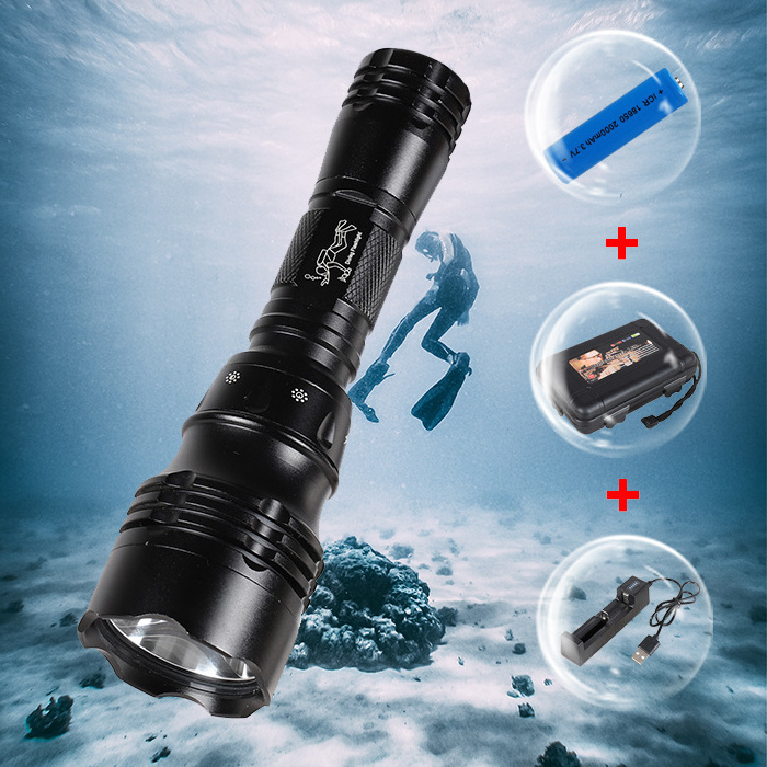 Diving Equipment T6 USB Rechargeable Underwater Waterproof Lampe Torche Led Scuba Torch Light Led Diving Flashlight