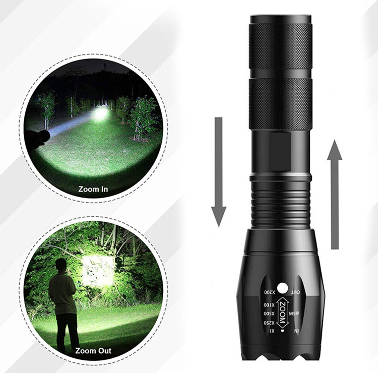 Hot Sale Outdoor Camping Torch Light Set Powerful T6 Aluminum Pocket Zoom Tactical Led Torches Flashlights