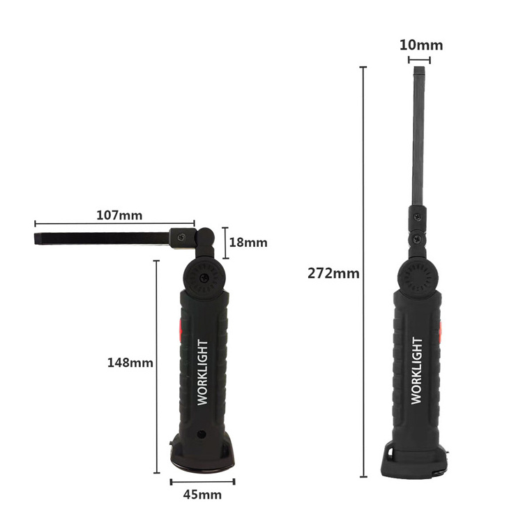 LED COB Work Light 360 Degree Rotate USB Rechargeable Anti-skidding Car Inspection Cordless Working Lamp with Magnet and Hook