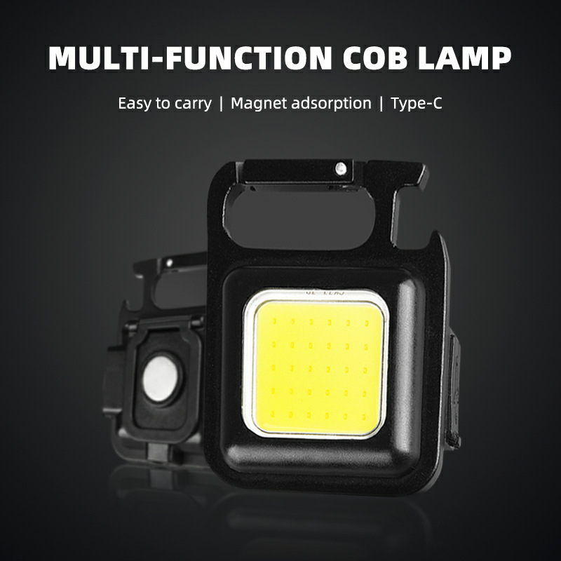 500 Lumen Portable Pocket Aluminum Rechargeable Waterproof Magnetic Inspection Lamp Mini Carabiner COB Keychain Led Work Lights