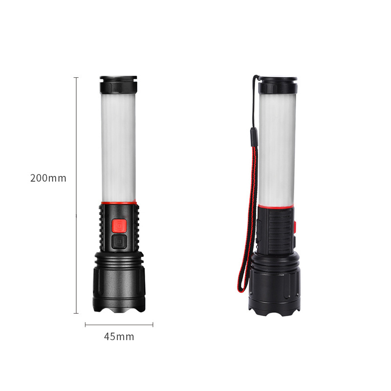 Powerful High Lumen White Laser Zoomable LED Torch Light Red Blue Warning Light Magnetic Outdoor Camping Rechargeable Flashlight