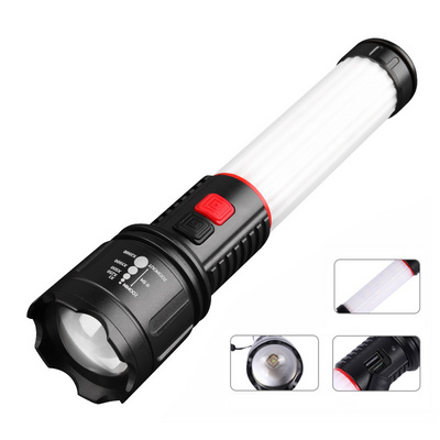 Powerful High Lumen White Laser Zoomable LED Torch Light Red Blue Warning Light Magnetic Outdoor Camping Rechargeable Flashlight