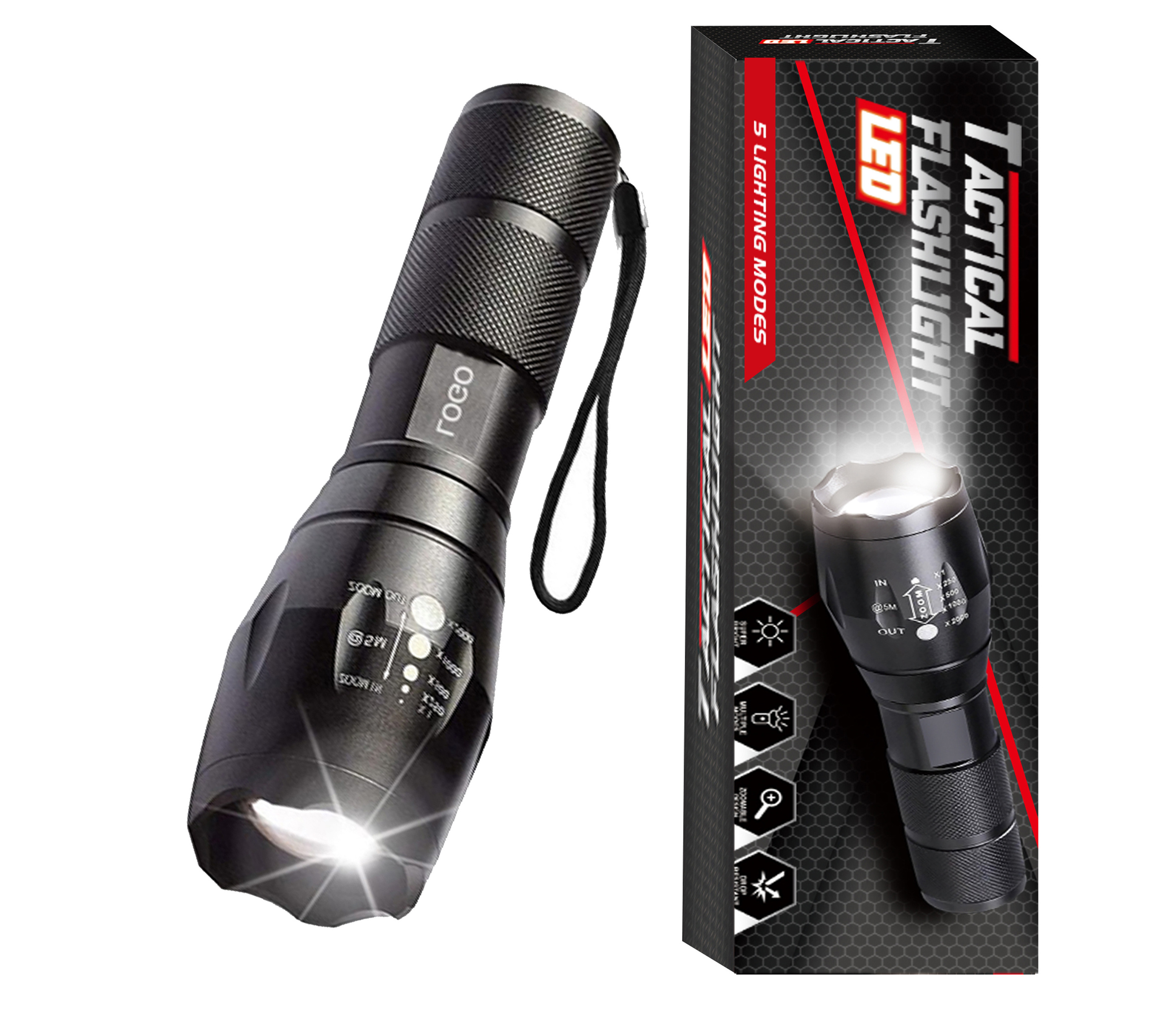 Hot Sale Outdoor Camping Torch Light Set Powerful T6 Aluminum Pocket Zoom Tactical Led Torches Flashlights