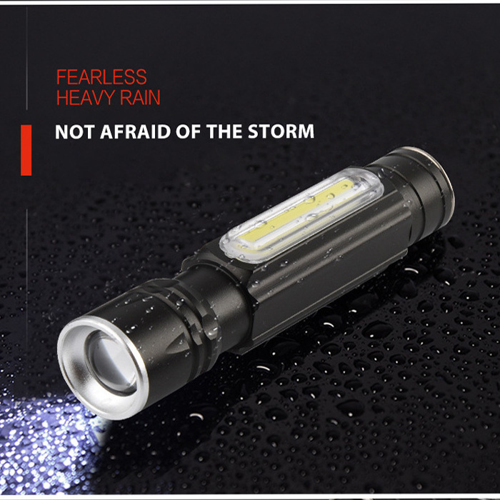 Portable Tactical Aluminum Zoomable Magnet T6 COB Work light Torches USB Rechargeable Led Mini Keychain Flashlights