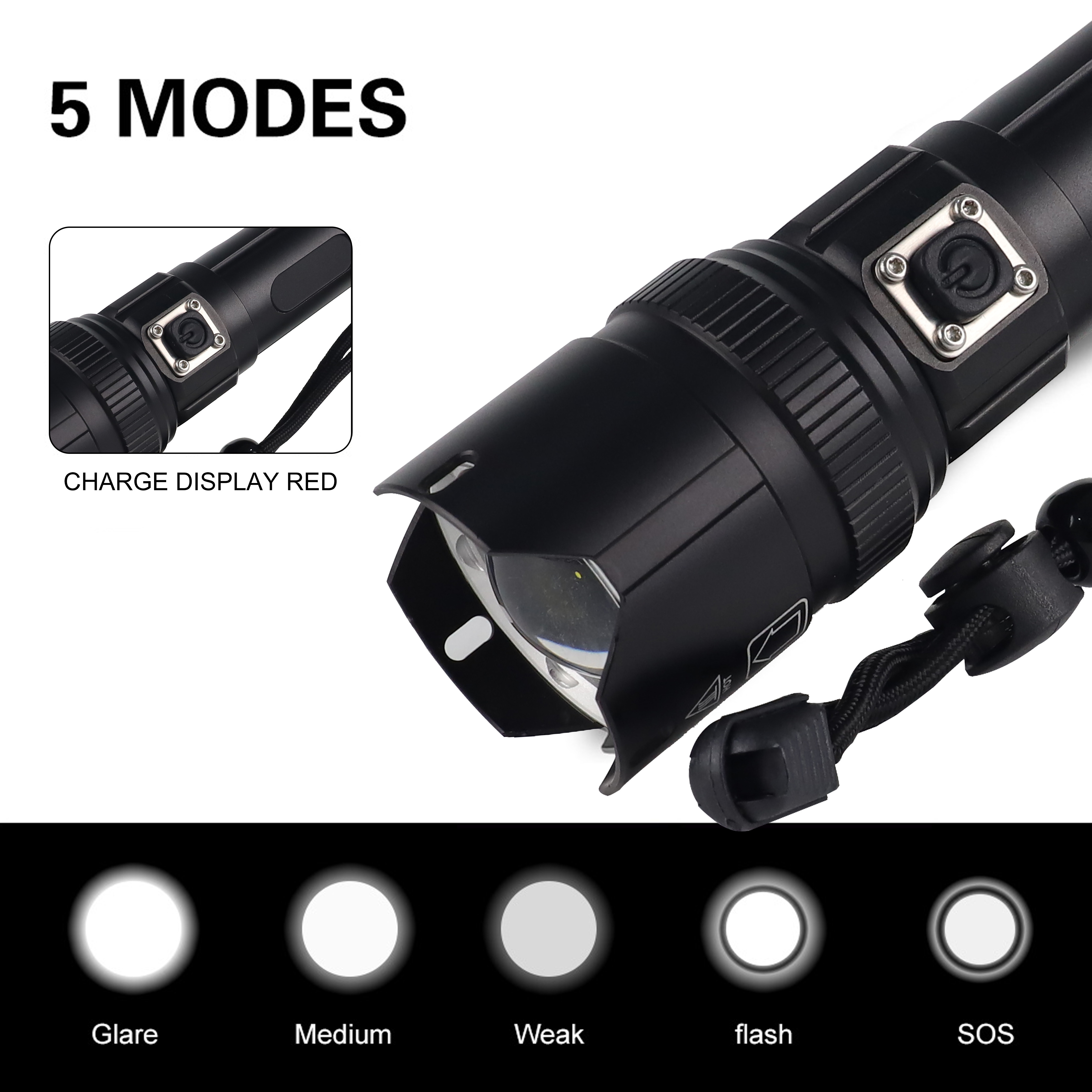 High Lumen Xhp 70 Powerful Long Lighting Range Torch Light Rechargeable Zoomable EDC Emergency LED Flashlight