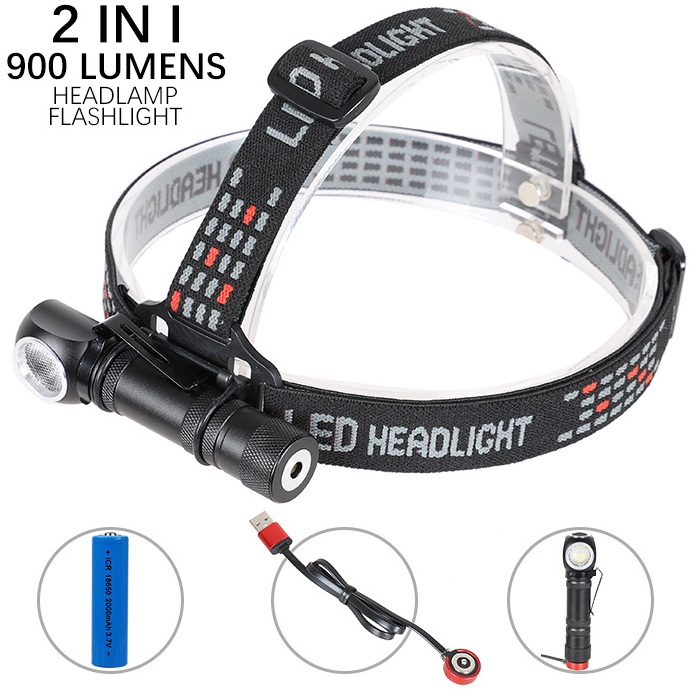 Best 2 In 1 Multi-function High Power Led Head Torch Light Pocket Tactical Headlamp Magnetic Charging EDC Flashlight