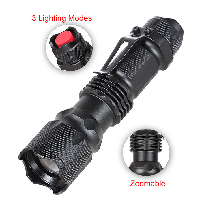 Super Bright AA battery 3 modes zoom promo custom small pocket mini led torch light flashlight logo bulk