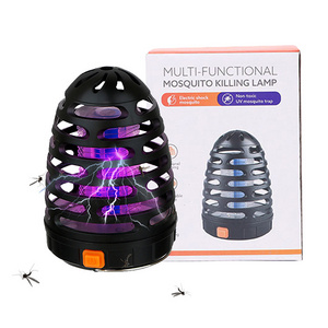 Outdoor Hanging Waterproof Rechargeable UV Light Electric Shock Insect Flying Mosquito Killer Lamp Solar Power Led Bug Zappers