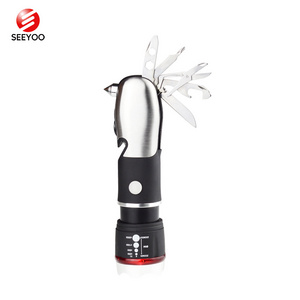 Portable Survival Self Defense Torch Light Safety Tool Window Breaker Hammer Multi Function Led Emergency Flashlight