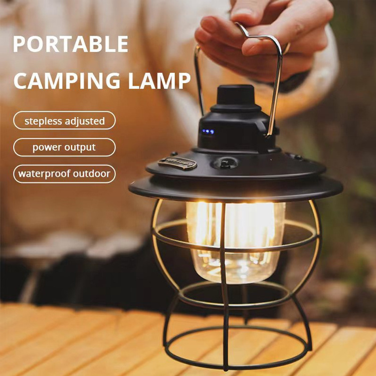 Portable Outdoor Camp Hanging Nightlight Retro Kerosene lamp Flame Light LED Rechargeable Camping Lantern