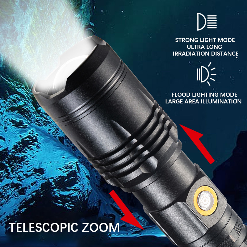 High Quality XHP70 1700 Lumen Rechargeable Flashlight Powerful Linterna Emergency Long Range Torch Light LED Flashlight