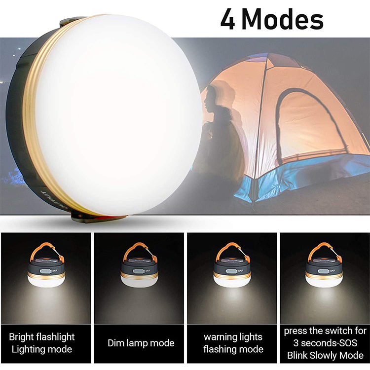 Hot Sale 4 Modes Portable Camping Lamp Emergency Lantern Magnet LED Rechargeable Mini Outdoor Camping Light