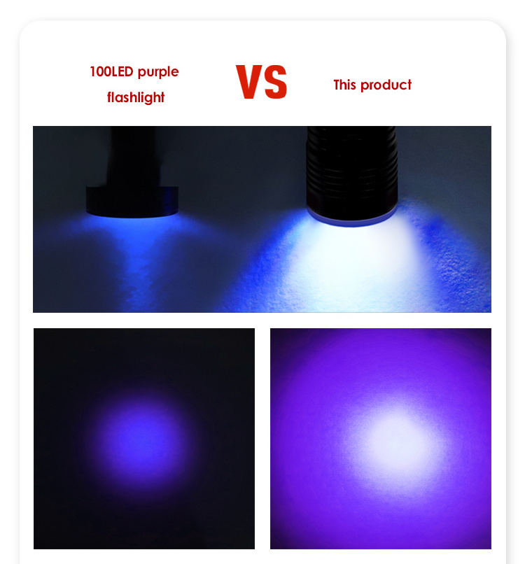 Professional SY-FL7004 Wide Range 365 NM UV Torch Light Banknote Verification Cured Resin LED UV Flashlight