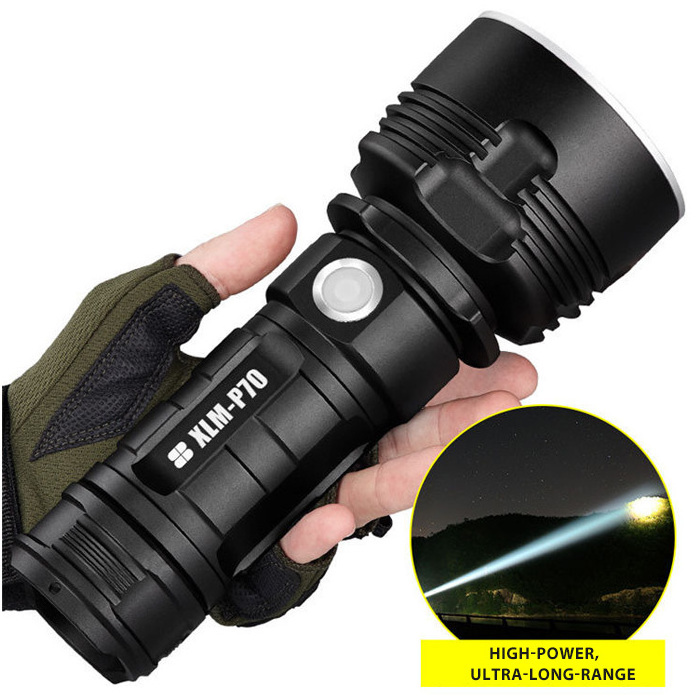 Super Bright P70 Long Range Torch Light USB Rechargeable Waterproof Handheld Aluminium Alloy Powerful Led flashlight