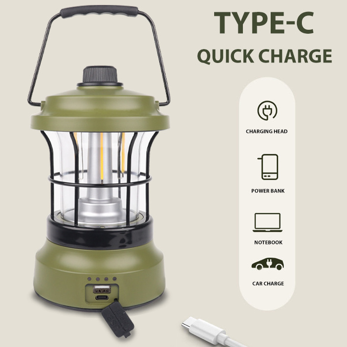 High Quality Rotating Adjustable Brightness Camping Lantern Rechargeable Hanging Camping Lamp LED Portable Camping Lights