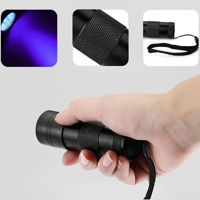 12LED  Battery Power Blacklight Flashlights Detector Lamp 395nm Led Mini Portable Ultraviolet Torch Light UV Flashlight