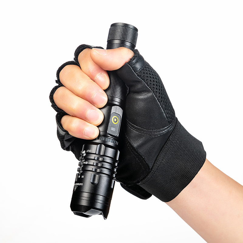 Zoomable High Lumen Rechargeable Flashlight Aluminum Alloy Tactical Torch Light LED XHP50 Rechargeable Flashlight