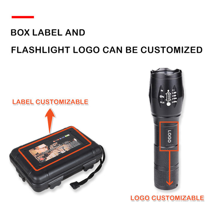 Powerful Zoom Searchlight Flash Light Rechargeable Tactical Waterproof Torch Led Flashlight Set