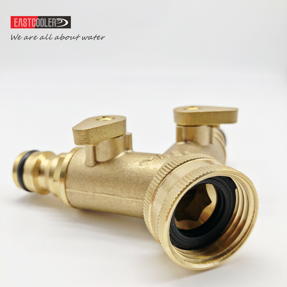 Eastcooler 3/4 Inch Brass Garden Water Valve 2 Way Y Hose Tap Splitter Connector Wholesale