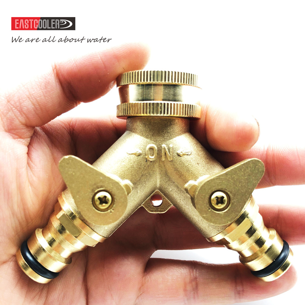 Eastcooler 3/4 Inch Brass Garden Water Valve 2 Way Y Hose Tap Splitter Connector Wholesale