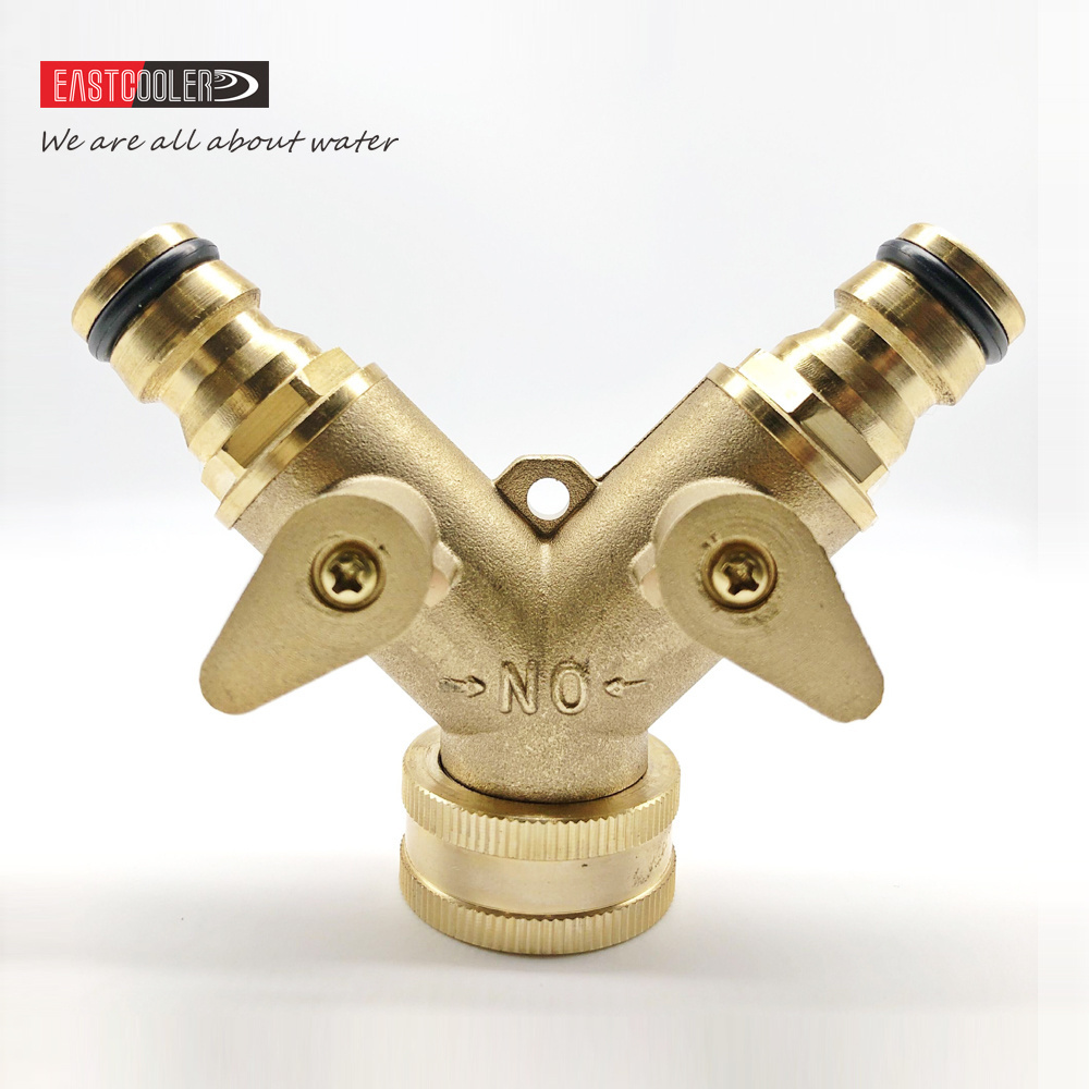 Eastcooler 3/4 Inch Brass Garden Water Valve 2 Way Y Hose Tap Splitter Connector Wholesale