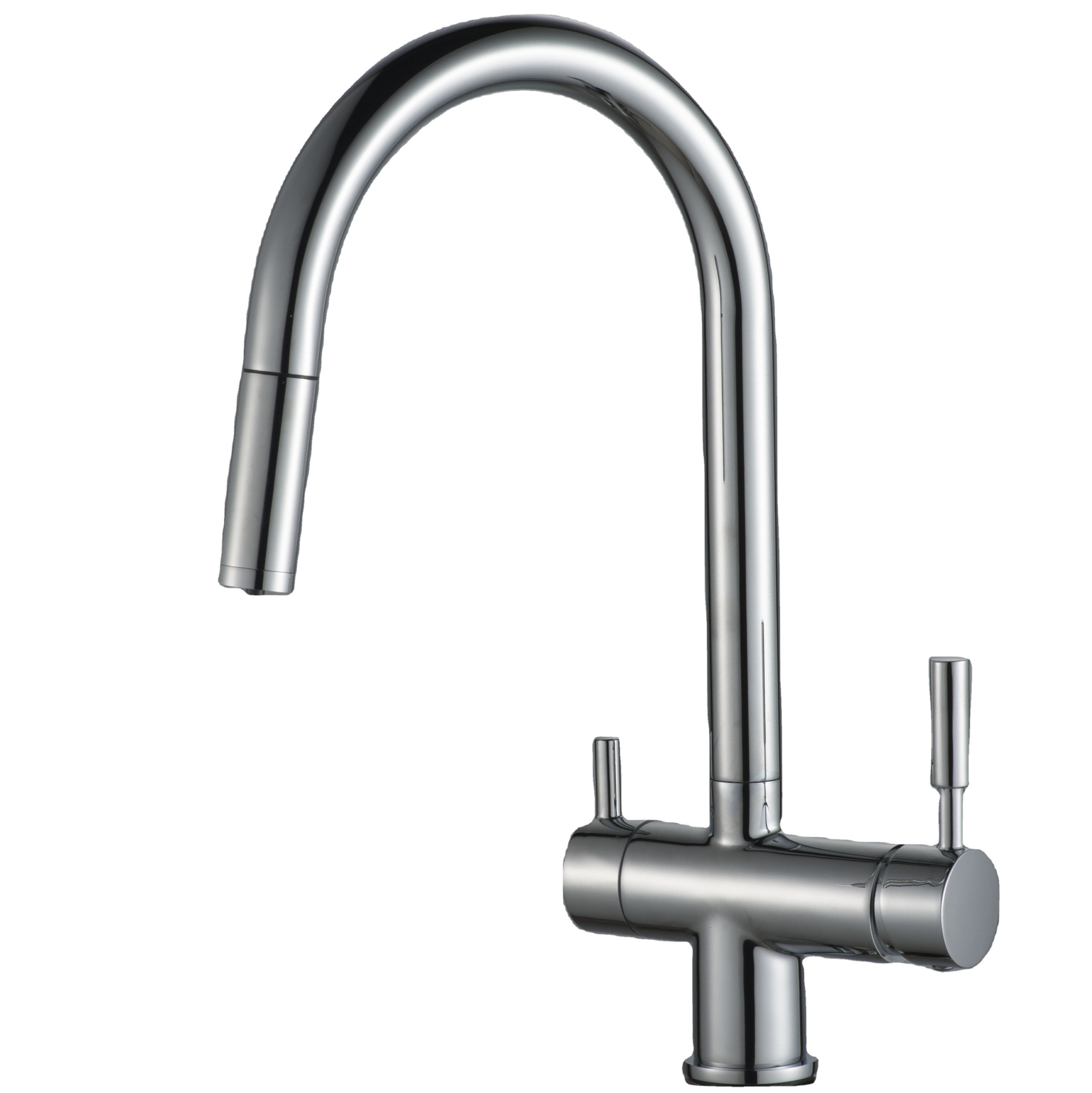 Pull type Brass 3-way water faucet for Reverse Osmosis RO system with drawing hose