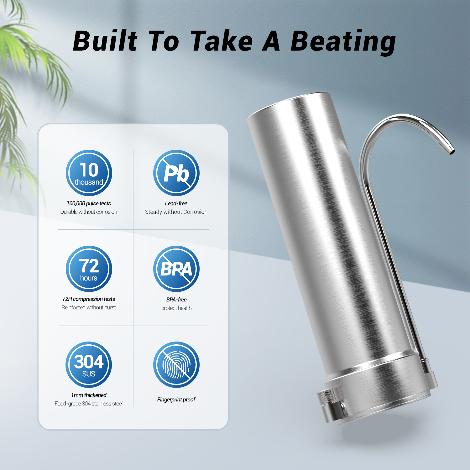 PP, Carbon, scale inhibition Stainless Steel Countertop water Filter