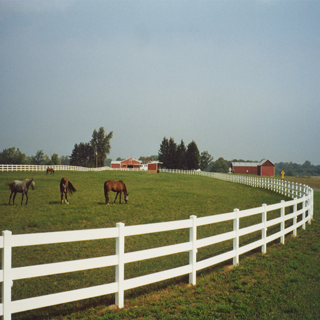 White Color Three Rails Style  Ranch Fence Horse Vinyl Fence