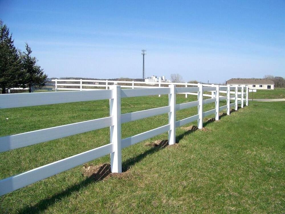 Three Rail No-clim Cheap Vinyl Plastic PVC  Farm Goat Fencing Cattle Fence Horse Sheep Deer Fence