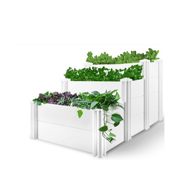 White retail pvc raised vinyl planter box plastic garden bed discontinued vinyl siding for sale