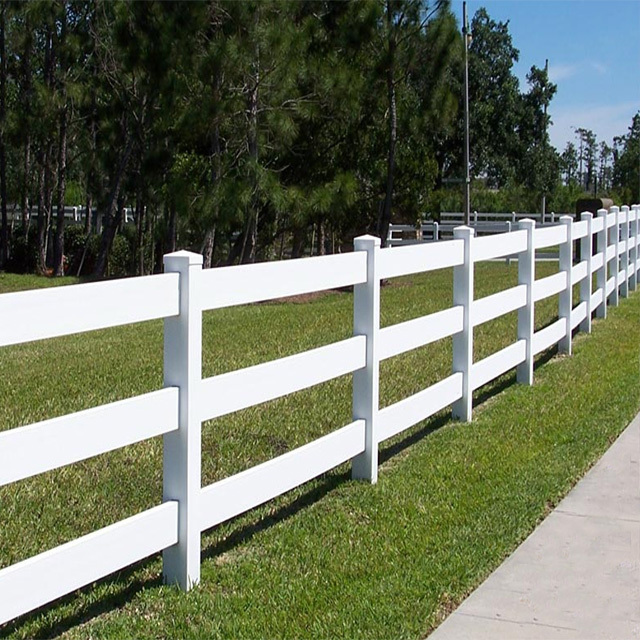 White Color Three Rails Style  Ranch Fence Horse Vinyl Fence