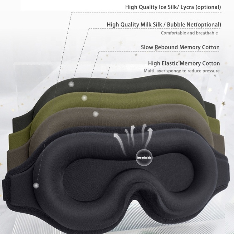 Travel Sleeping Weighted EyeMask 3D Memory Foam Padded Shade Sleep Blindfold with Ear Plugs