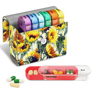 Newest Weekly Travel Pill Organizer Medication Wallet Pill Box Reminders Pill Container Dispenser Case for 4 Times A Day 7 Days