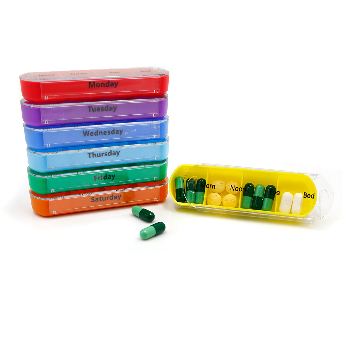 Newest Weekly Travel Pill Organizer Medication Wallet Pill Box Reminders Pill Container Dispenser Case for 4 Times A Day 7 Days