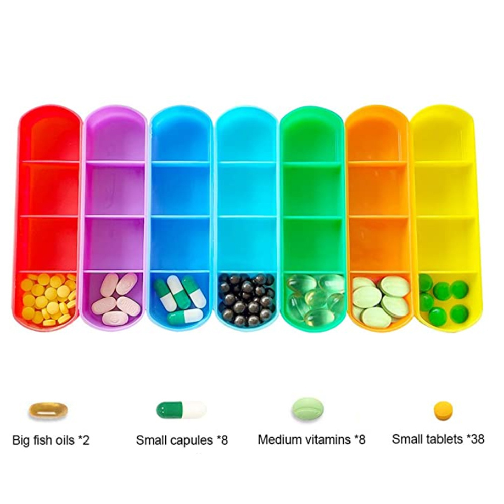 Newest Weekly Travel Pill Organizer Medication Wallet Pill Box Reminders Pill Container Dispenser Case for 4 Times A Day 7 Days